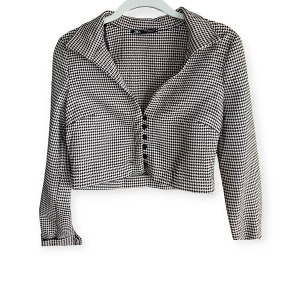 ZARA Houndstooth Cropped Top XS - Picture 2 of 10